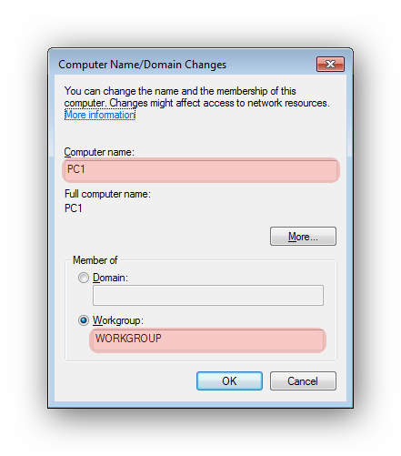 ویندوز 7 - Computer Name/Domain Changes