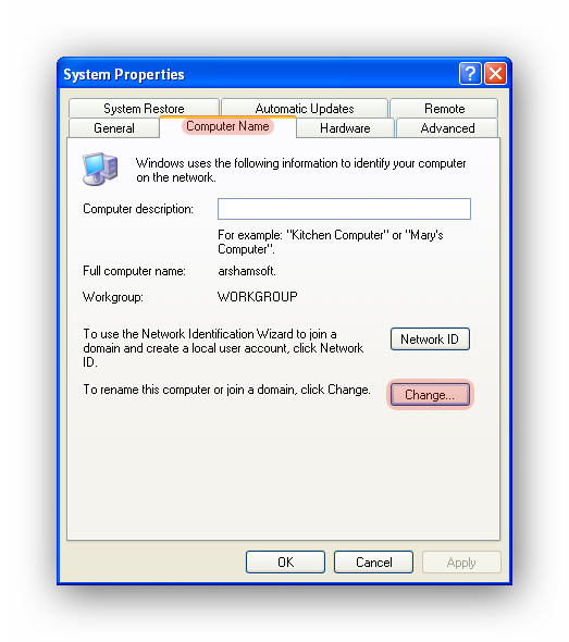 ویندوز XP - System Properties