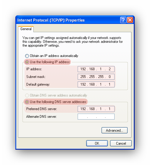 ویندوز XP - Internet Protocol (TCPIIP) Properties